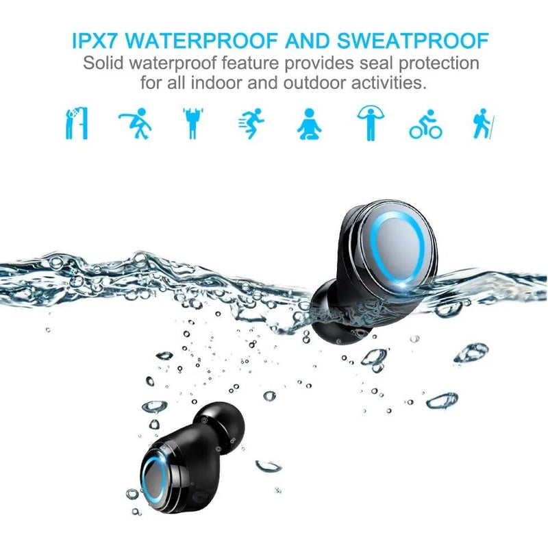 Fone de ouvido IP7 sem fio Bluetooth 5.1 Estéreo HiFi Cancelamento de Ruído  à Prova D'água Para Esportes