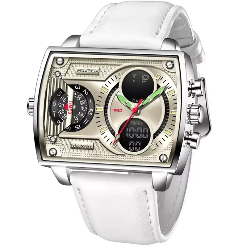 Relógio de Luxo Masculino Quartz Aço Inoxidável Foxbox